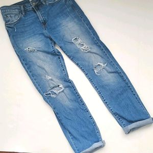 Mavi mid rise ripped boyfriend jeans